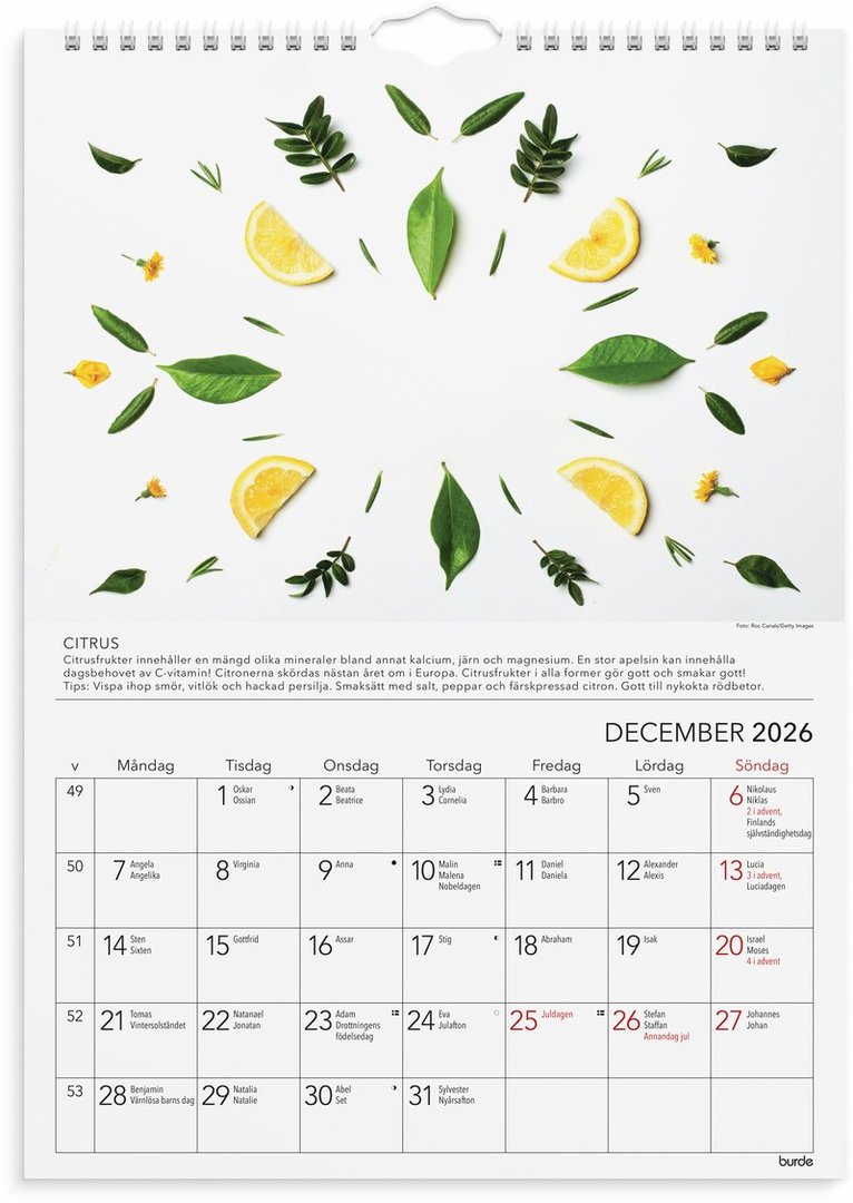 Väggkalender 2026 Gröna tips, Övrigt