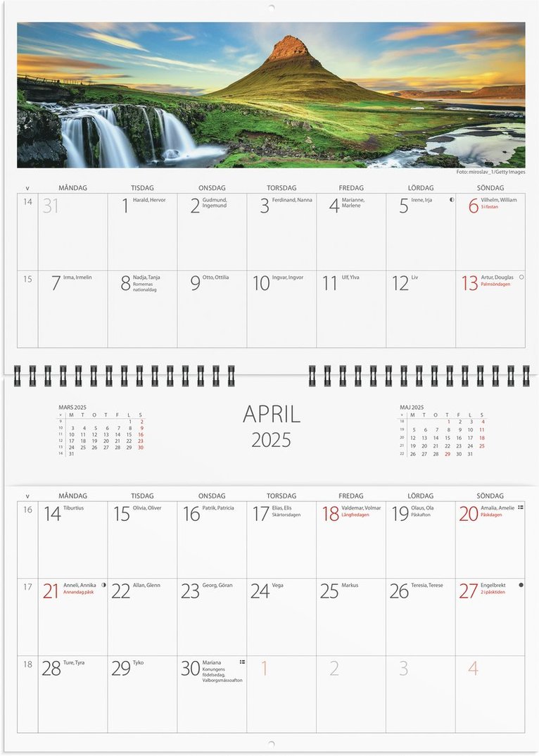 Väggkalender 2025 Väggficka Panorama, Övrigt