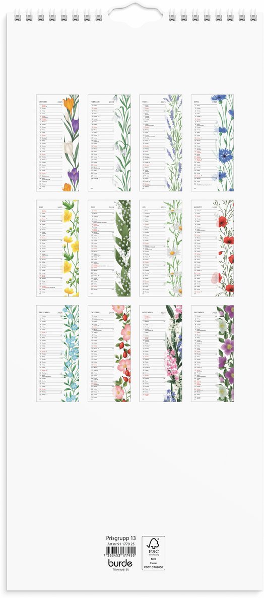Väggkalender 2025 Lilla Blomsterkalendern, Övrigt