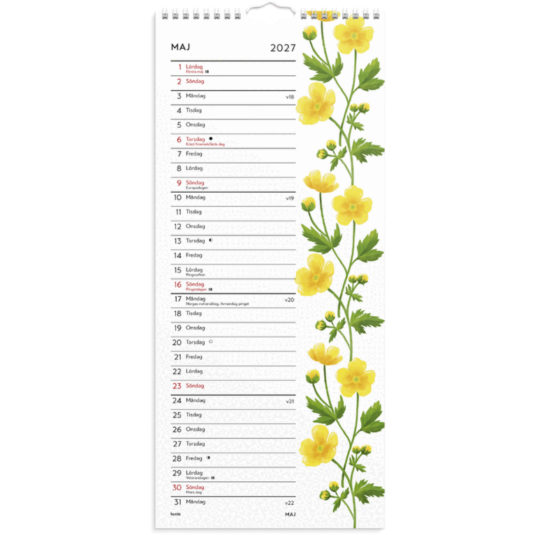 Väggkalender 2027 Lilla Blomsterkalendern, Övrigt