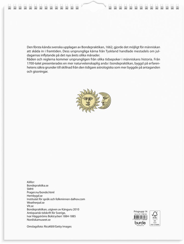 Väggkalender 2026 Väderalmanackan, Övrigt