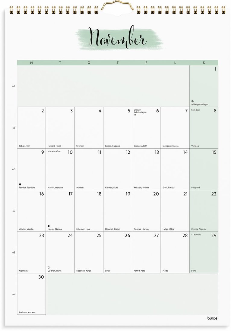 Väggkalender 2026 Life Organizer, Övrigt