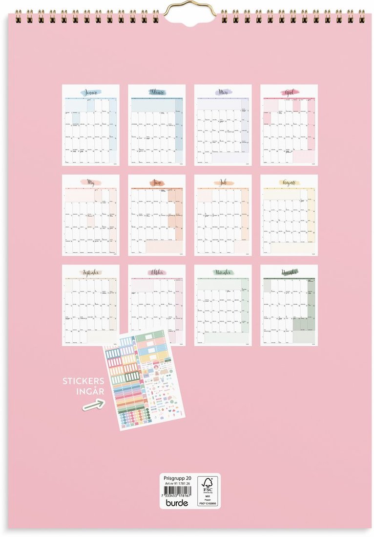 Väggkalender 2026 Life Organizer, Övrigt