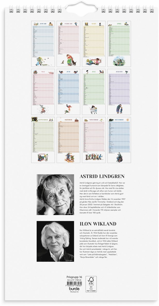 Familjekalender 2026 Ilon Wikland, Övrigt