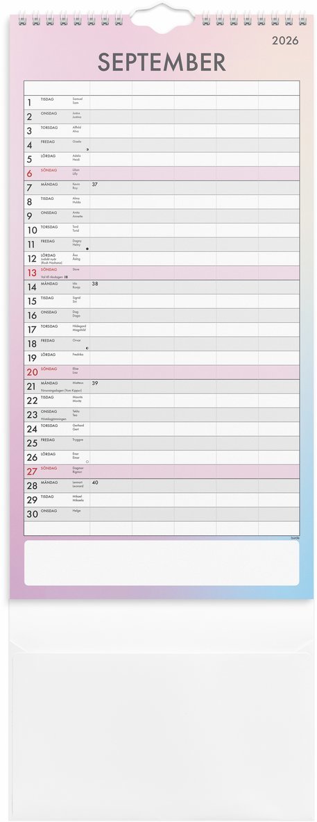 Familjekalender 2026 Tydlig, Övrigt