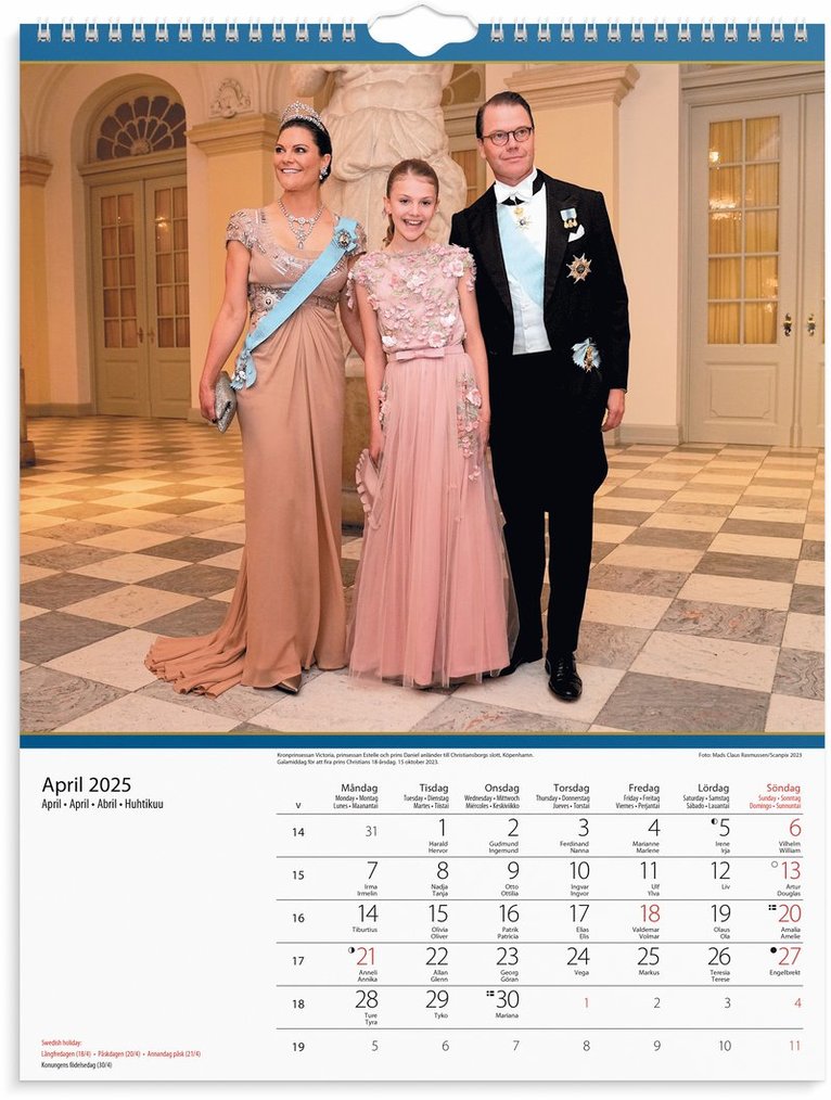 Väggkalender 2025 Kungafamiljen, Övrigt