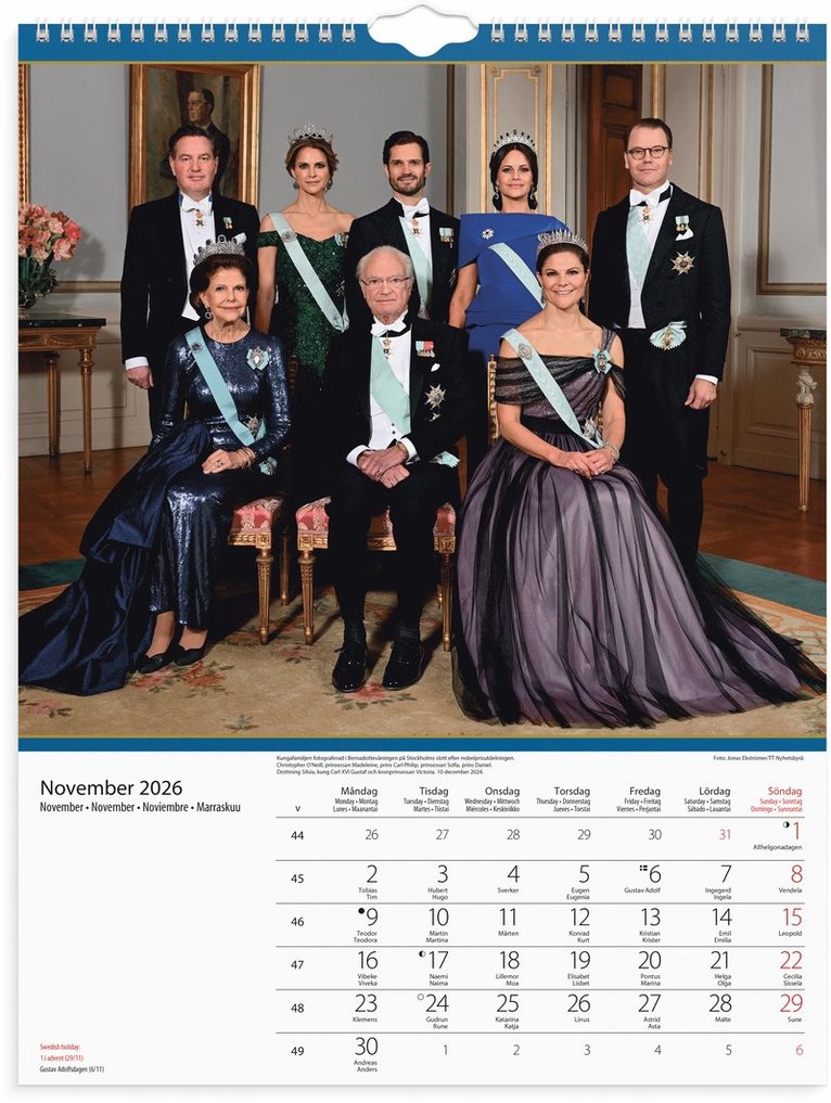 Väggkalender 2026 Kungafamiljen, Övrigt