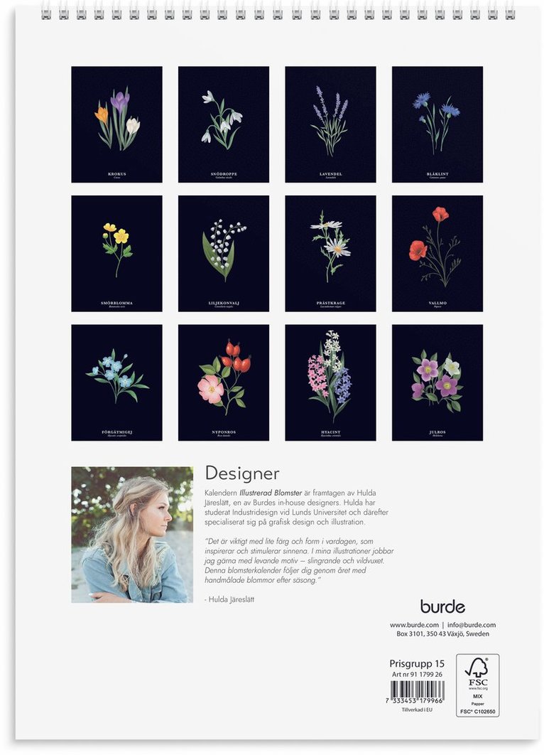 Väggkalender 2026 Illustrerad blomster, Övrigt