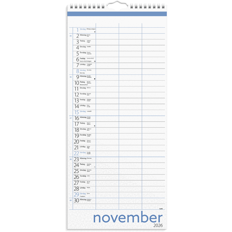 Familjekalender 2026-2027 Lilla, Övrigt