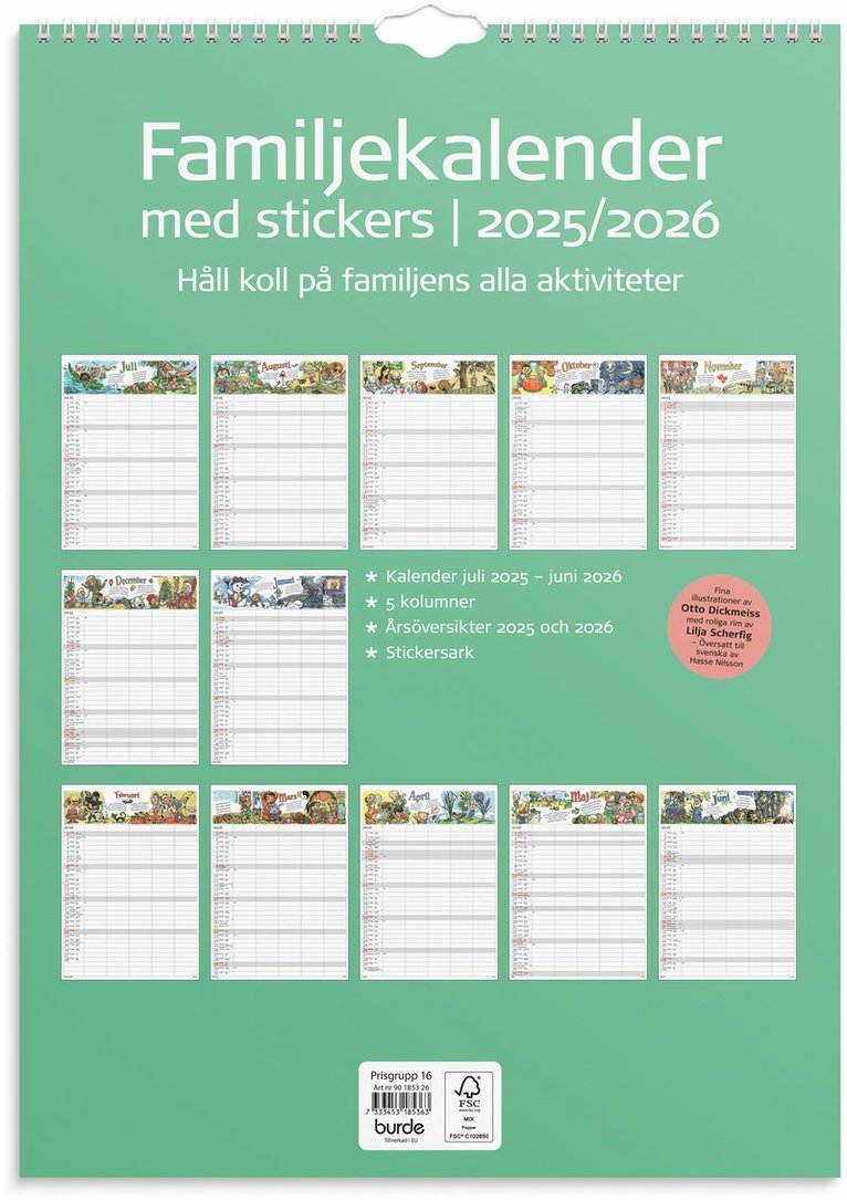 Familjekalender 2025-2026 Stickers, Övrigt