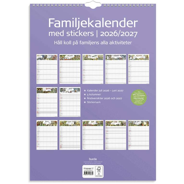 Familjekalender 2026-2027 Stickers, Övrigt