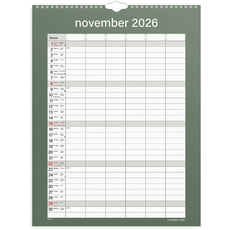 Familjekalender 2026-2027 Praktisk, Övrigt