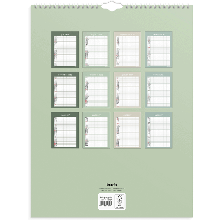 Familjekalender 2026-2027 Praktisk, Övrigt