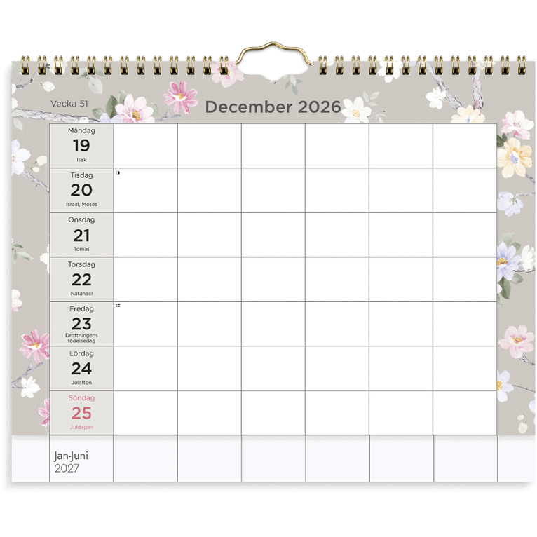 Veckokalender 2026-2027 A4 blom 6 spalter, Övrigt
