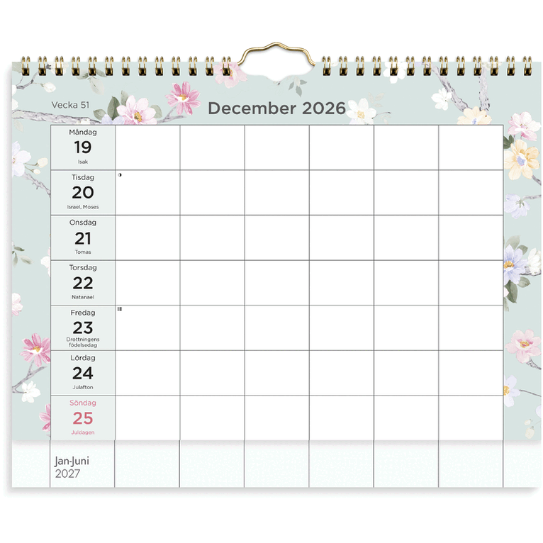 Veckokalender 2026-2027 A4 blom 6 spalter, Övrigt
