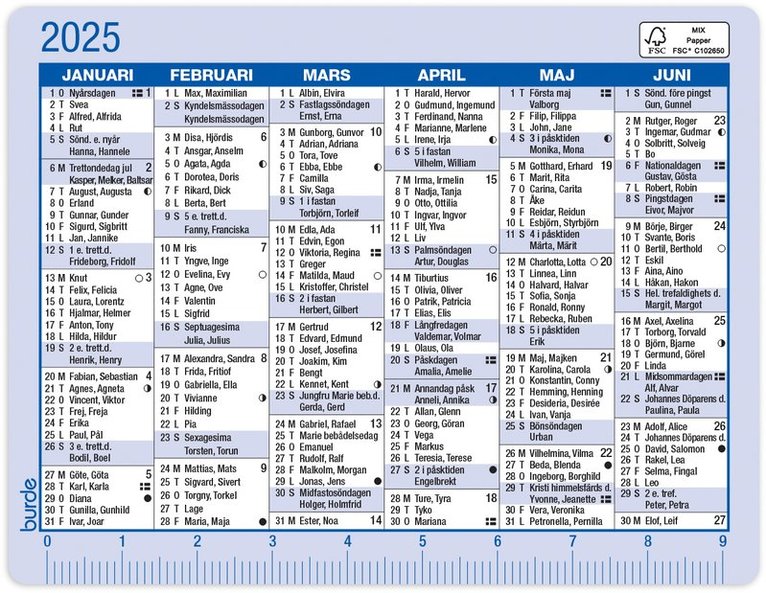 Kalender 2025 Kalenderkort 1