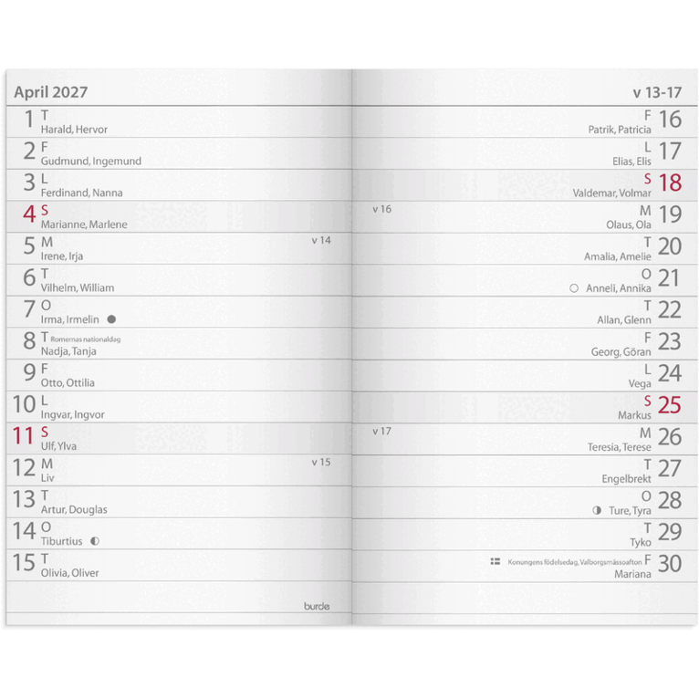 Kalender Lilla Fick 2027 blå kartong, Övrigt