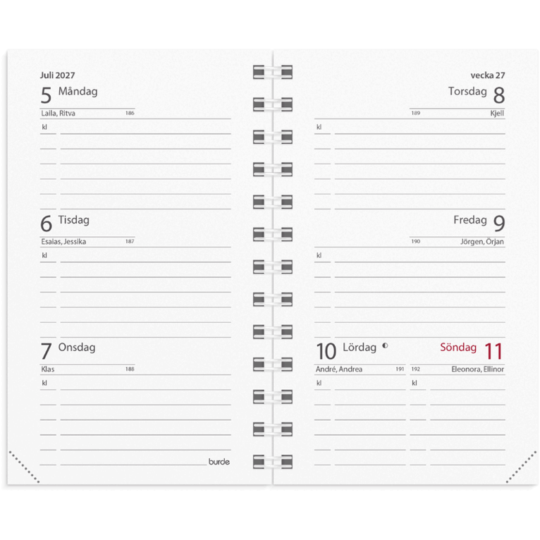 Kalender Mini 2027 refill, Övrigt