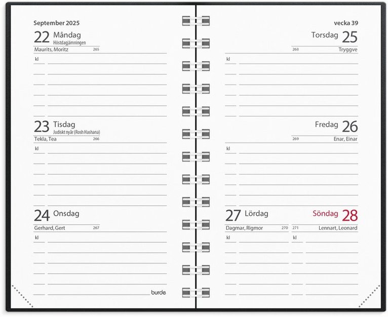 Kalender 2025 Mini svart plast, Övrigt