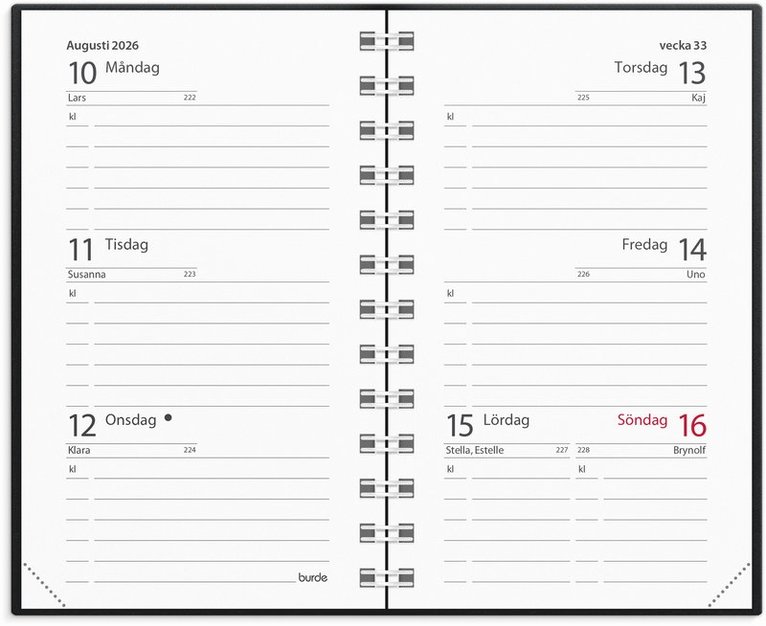Kalender 2026 Mini svart plast, Övrigt
