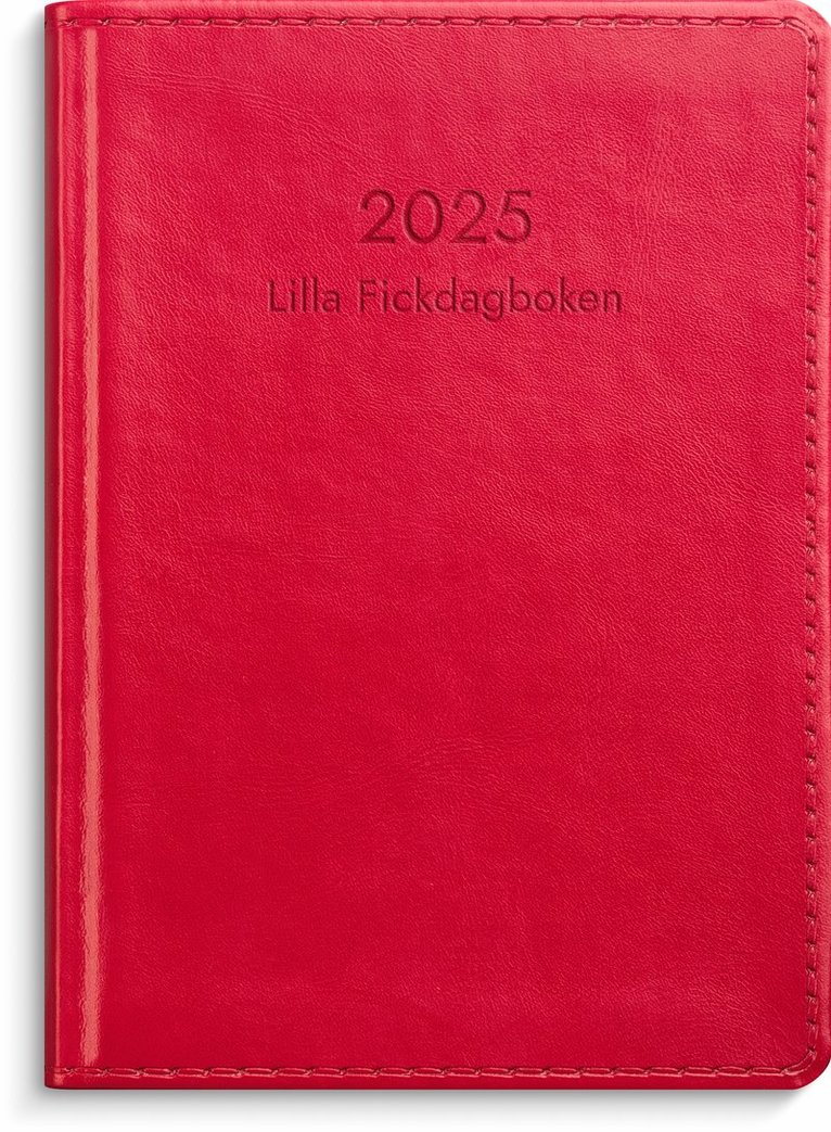 Kalender 2025 Lilla Fickdagboken rött konstläder 1