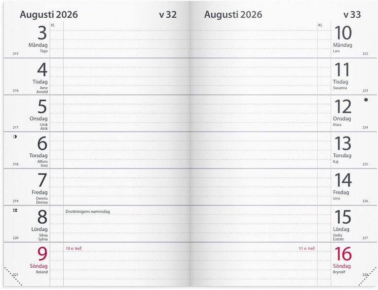 Kalender 2026 Maxinote blå kartong, Övrigt