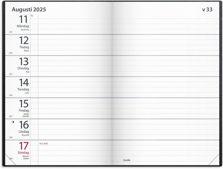 Kalender 2025 Fickagenda svart konstläder, Övrigt