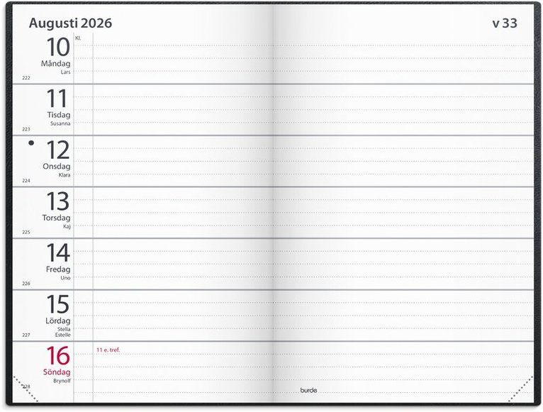 Kalender 2026 Fickagenda svart konstläder, Övrigt