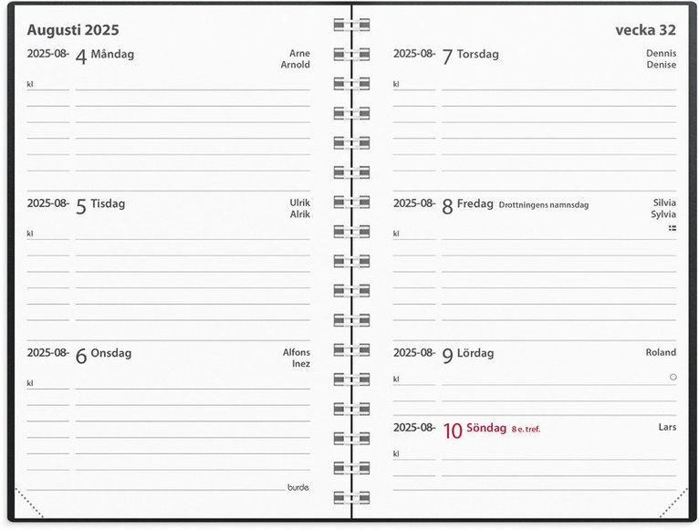 Kalender 2025 Leader svart plast, Övrigt