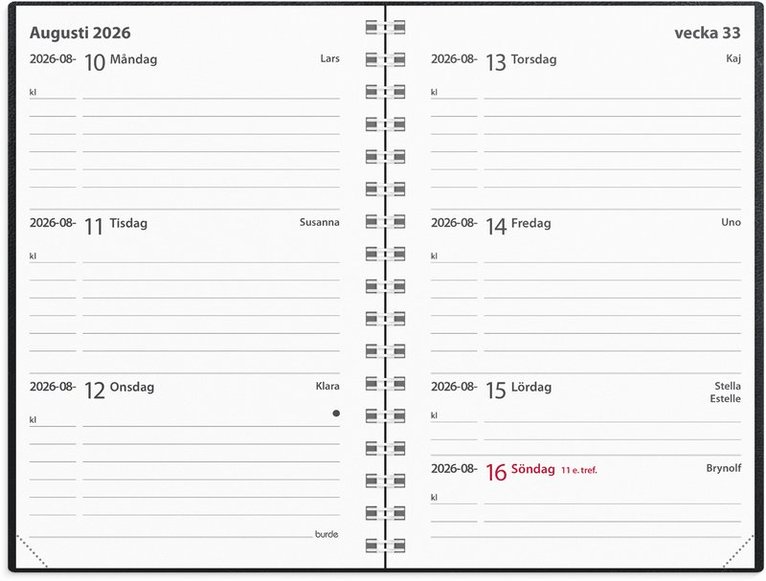 Kalender 2026 Leader svart konstläder spiralb, Övrigt