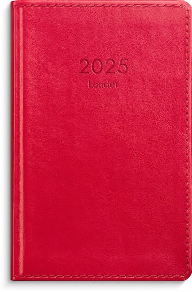 Kalender 2025 Leader rött konstläder 1