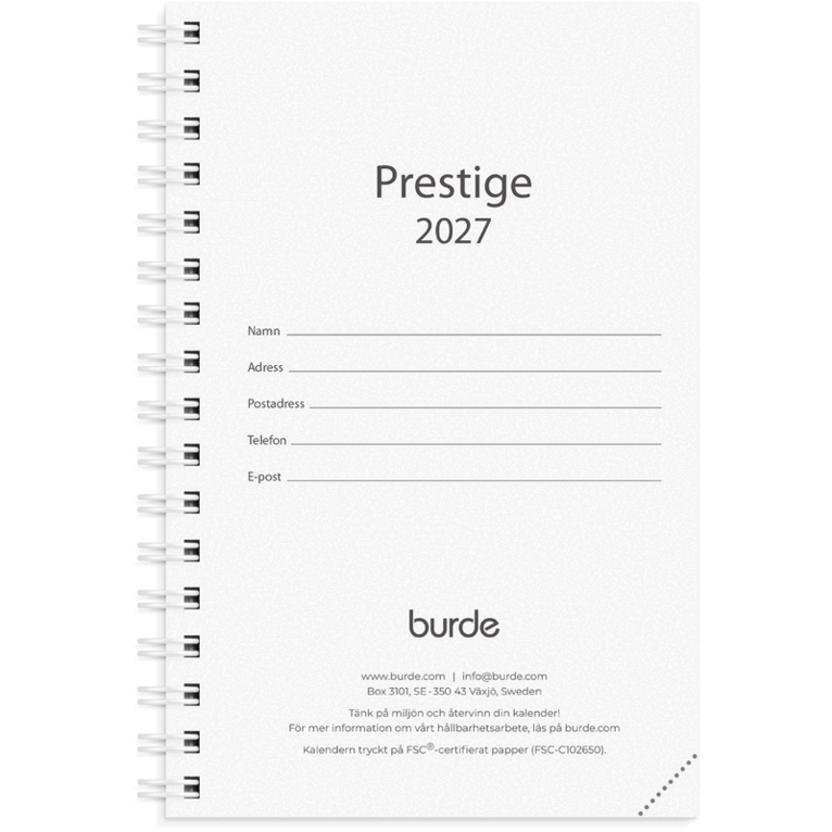 Kalender 2027 Prestige refill, Övrigt