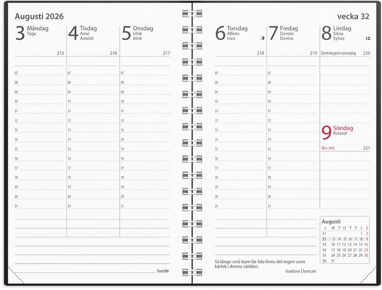 Kalender 2026 Prestige svart plast, Övrigt