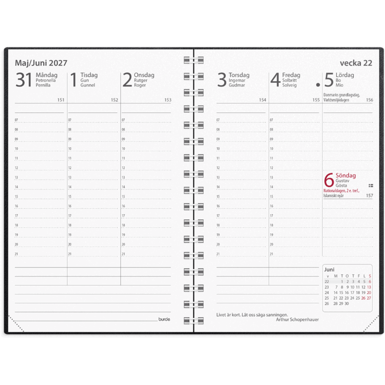 Kalender 2027 Prestige svart plast, Övrigt