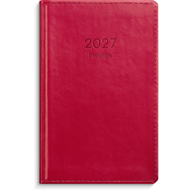 Kalender 2027 Prestige rött konstläder, Övrigt