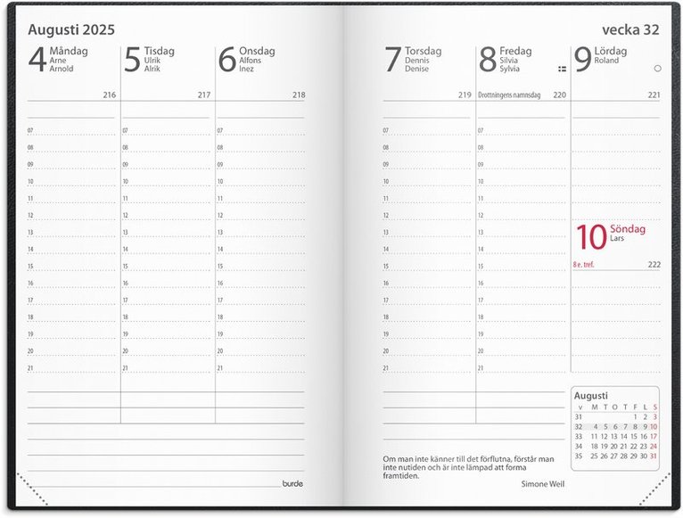 Kalender 2025 Prestige svart konstläder inb, Övrigt