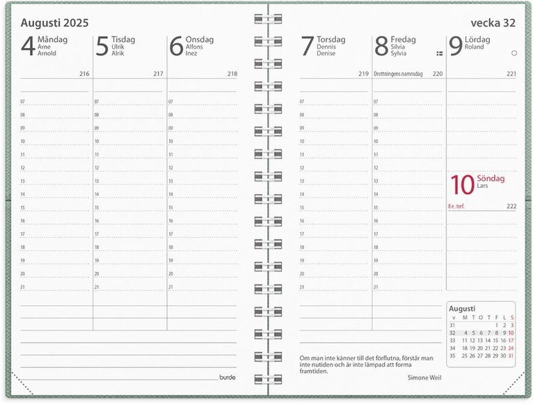 Kalender 2025 Prestige grönt konstläder Anzio, Övrigt