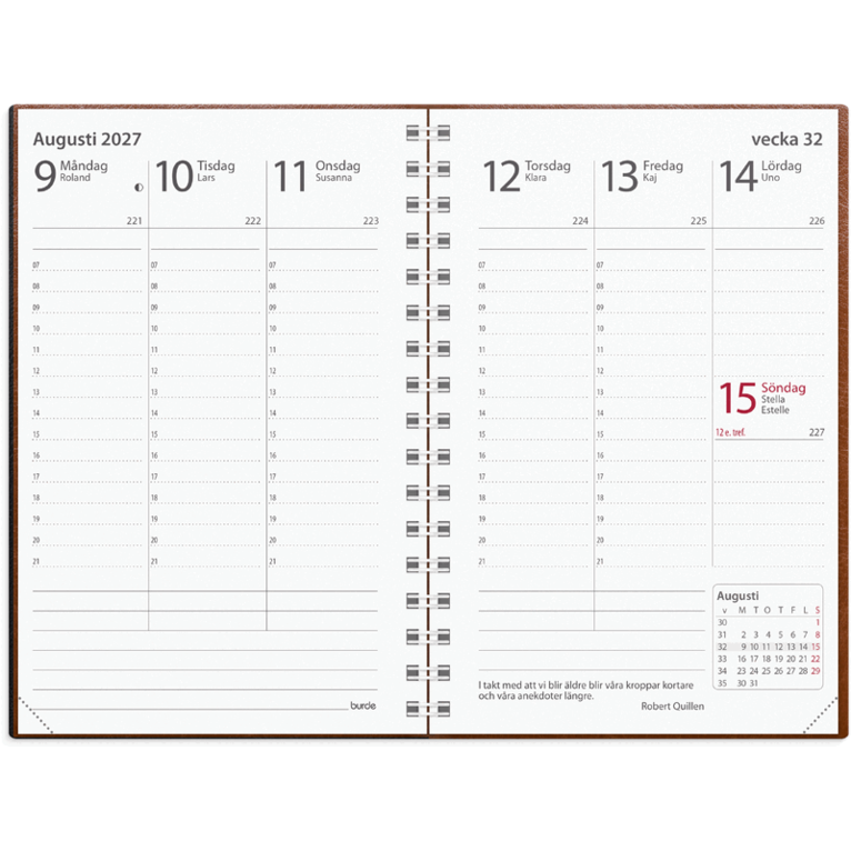 Kalender 2027 Prestige cognac konstläder, Övrigt
