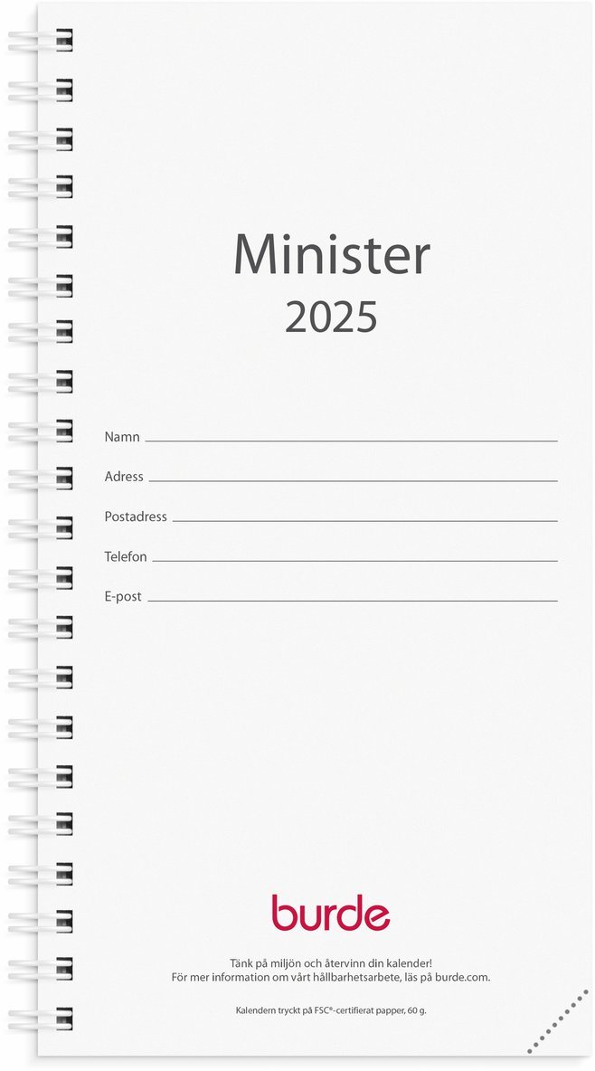 Kalender 2025 Minister refill, Övrigt