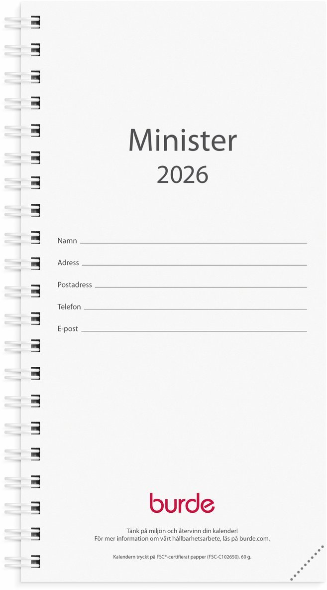 Kalender 2026 Minister refill, Övrigt