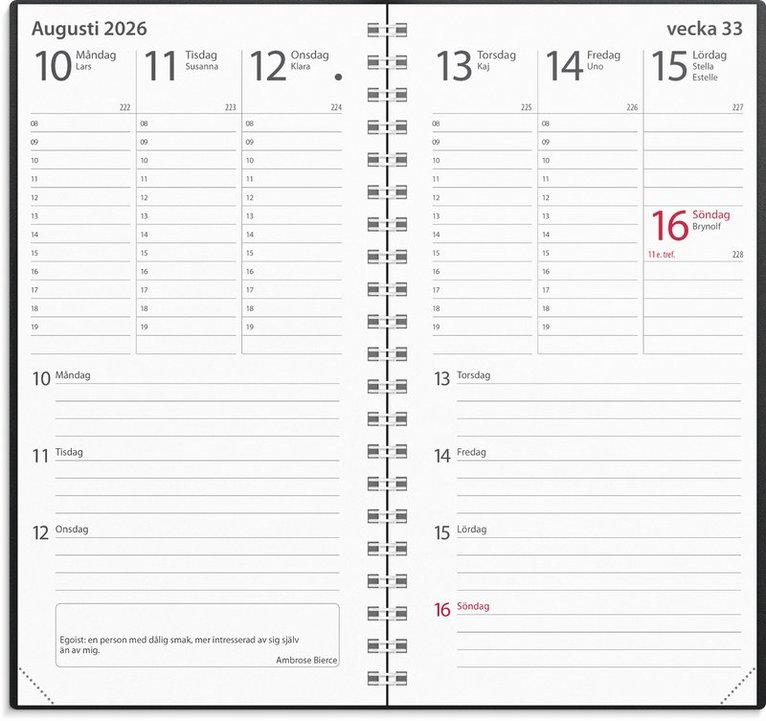 Kalender 2026 Minister svart plast, Övrigt