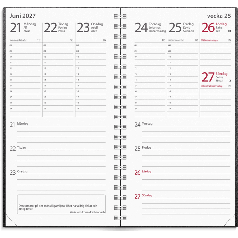 Kalender 2027 Minister svart plast, Övrigt