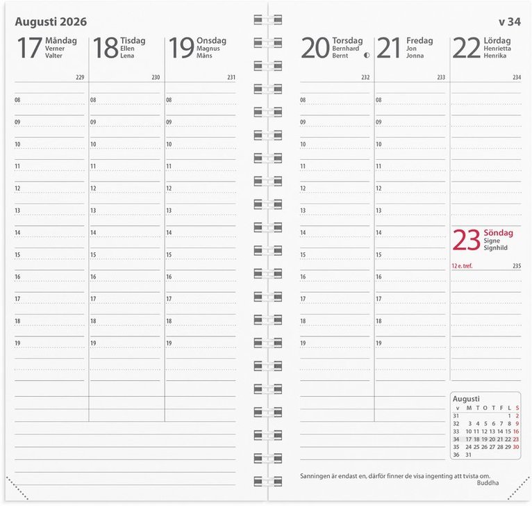Kalender 2026 Interplano refill, Övrigt