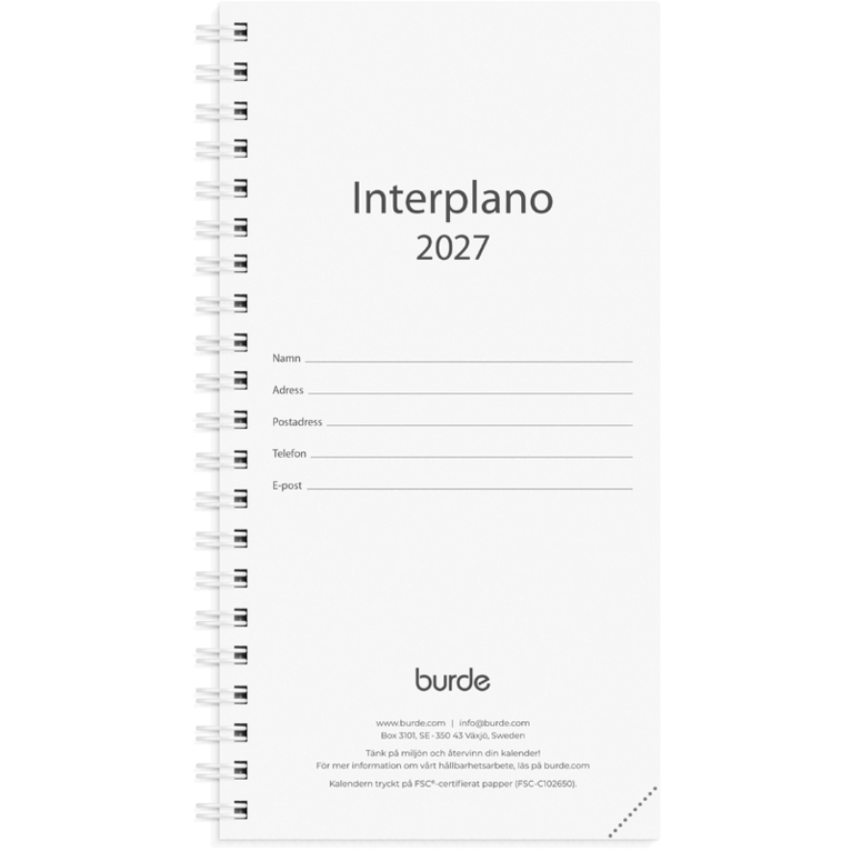 Kalender 2027 Interplano refill, Övrigt