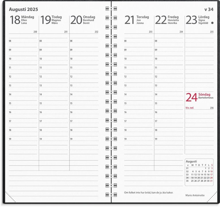 Kalender 2025 Interplano svart konstläder, Övrigt