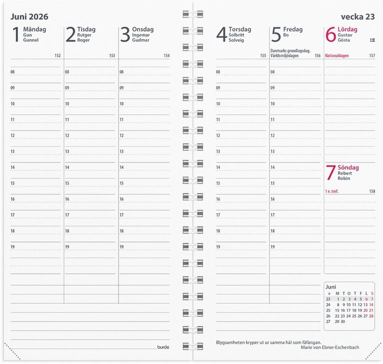 Kalender 2026 Interplano II refill, Övrigt