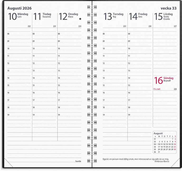 Kalender 2026 Interplano II svart plast, Övrigt
