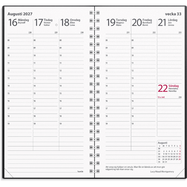 Kalender 2027 Interplano II svart plast, Övrigt