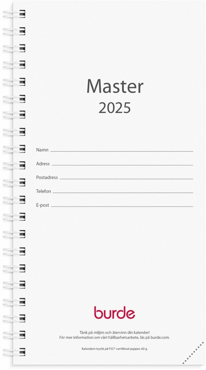 Kalender 2025 Master refill, Övrigt