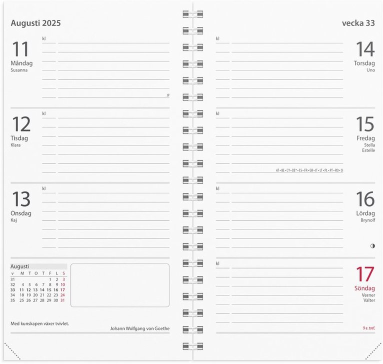 Kalender 2025 Master refill, Övrigt